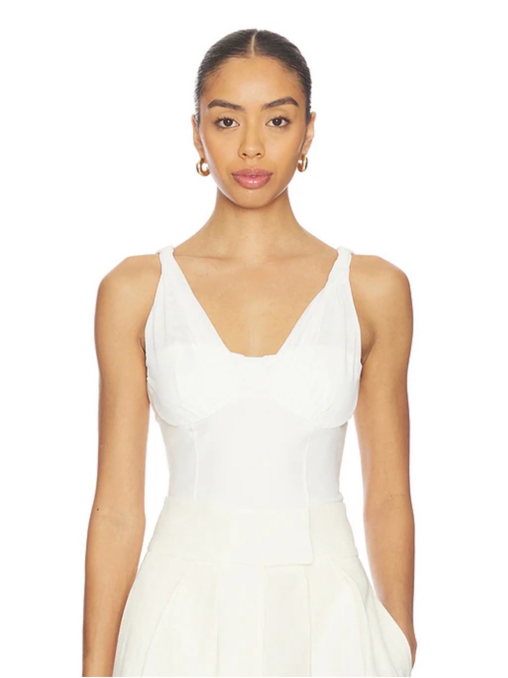 Steve Madden White Sculpted V-Neck Tank
